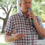 Steven Kling (candidate for State Senator, District 25) speaks at the Kyle/Buda-Area Democrats Ice Cream Social on Aug. 5 at the Kyle City Square Park gazebo. 
Photo by Christopher Paul Cardoza