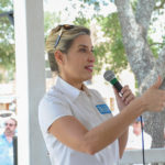 Gisela Triana (candidate for Justice, 3rd Court of Appeals, Place 6) speaks at the Kyle/Buda-Area Democrats Ice Cream Social on Aug. 5 at the Kyle City Square Park gazebo. 
Photo by Christopher Paul Cardoza 