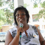 Joi Chevalier (candidate for State Comptroller) speaks at the Kyle/Buda-Area Democrats Ice Cream Social on Aug. 5 at the Kyle City Square Park gazebo. 
Photo by Christopher Paul Cardoza