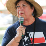 Donna Haschke (Hays County Democratic Party Chair) speaks at the Kyle/Buda-Area Democrats Ice Cream Social on Aug. 5 at the Kyle City Square Park gazebo. 
Photo by Christopher Paul Cardoza
